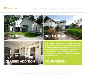 RD Architecture home page with key projects highlighted.